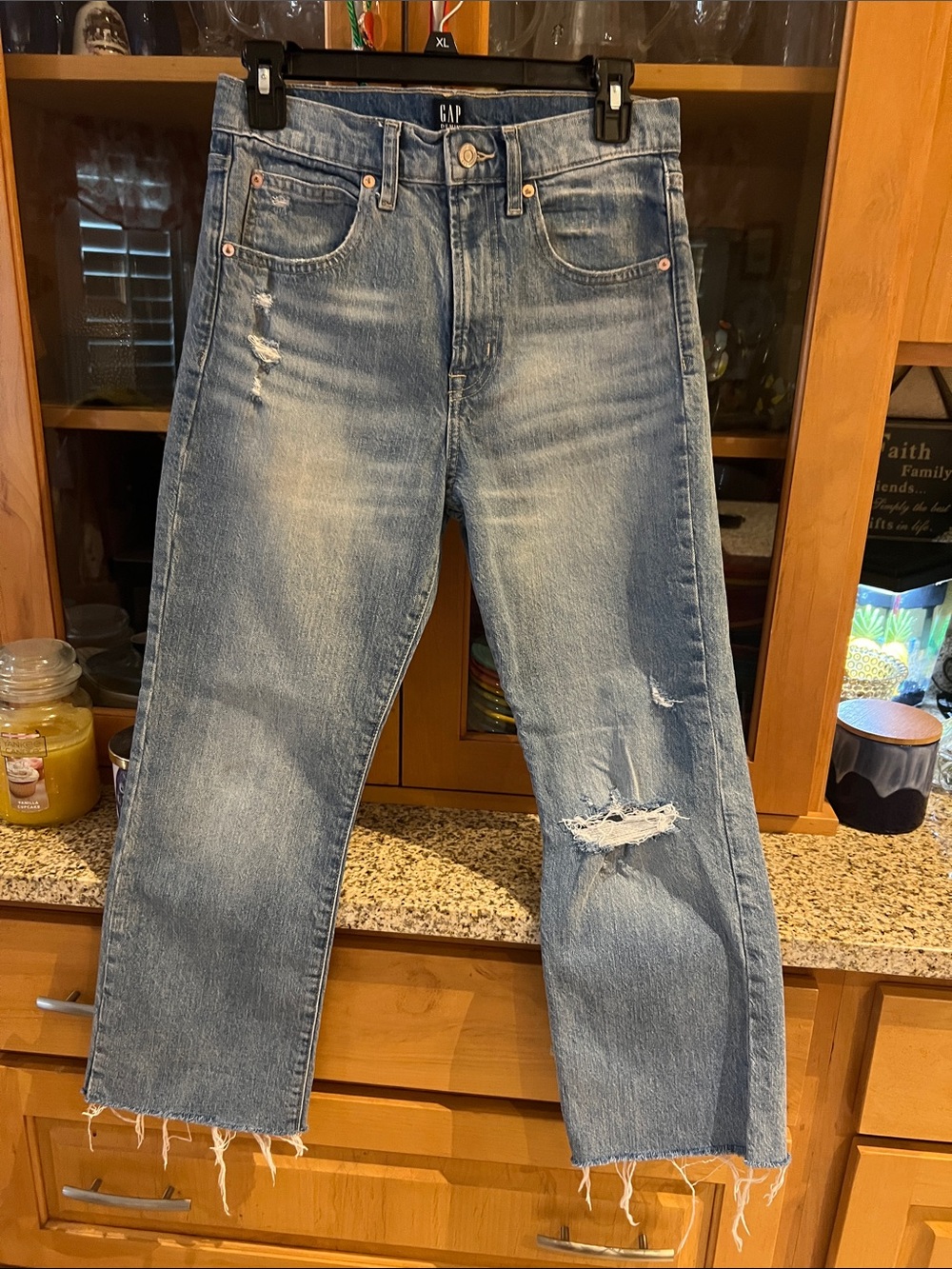 GAP Light Blue Distressed Cropped Jeans